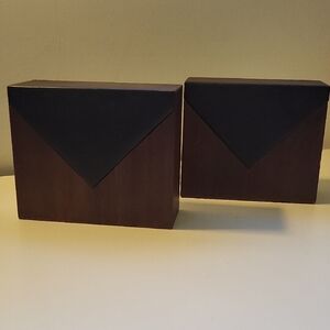 Scheibe Mid Century Modern Walnut And Leatherette Bookends